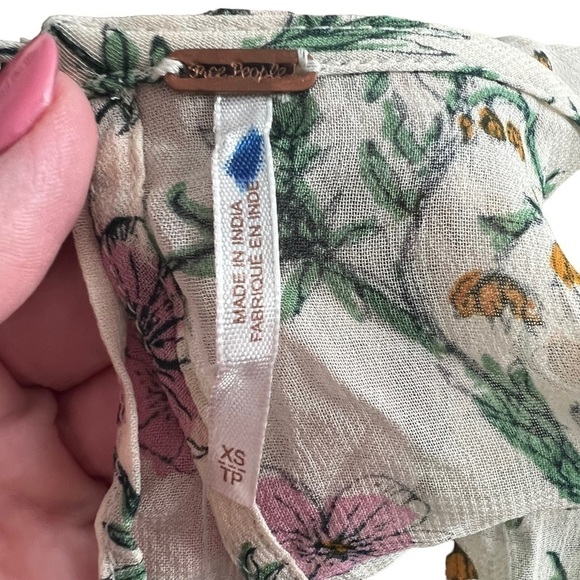 Free People - NWOT Ruffle Me Up 3/4 Sleeve Chiffon Floral Mini Dress Sz Xs - Picture 8 of 8